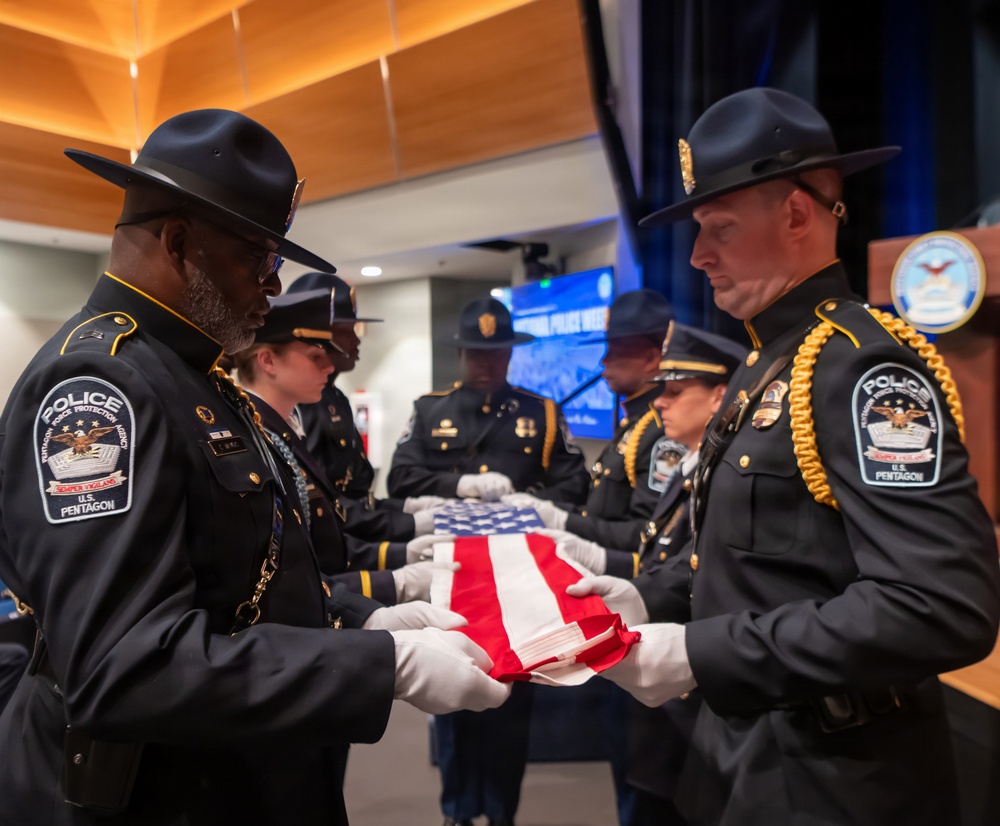 Flag-folding during the National Police Week Tribute Ceremony