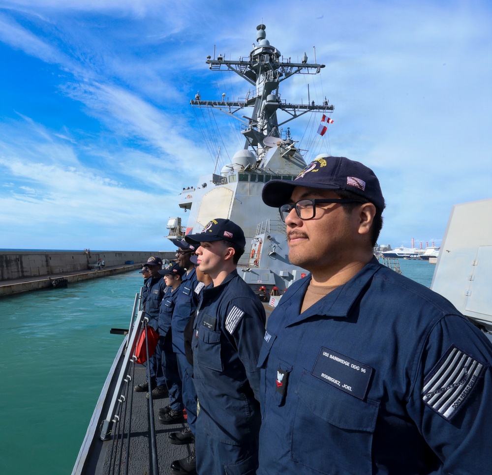 USS Bainbridge (DDG96) Departs Civitavecchia, Italy
