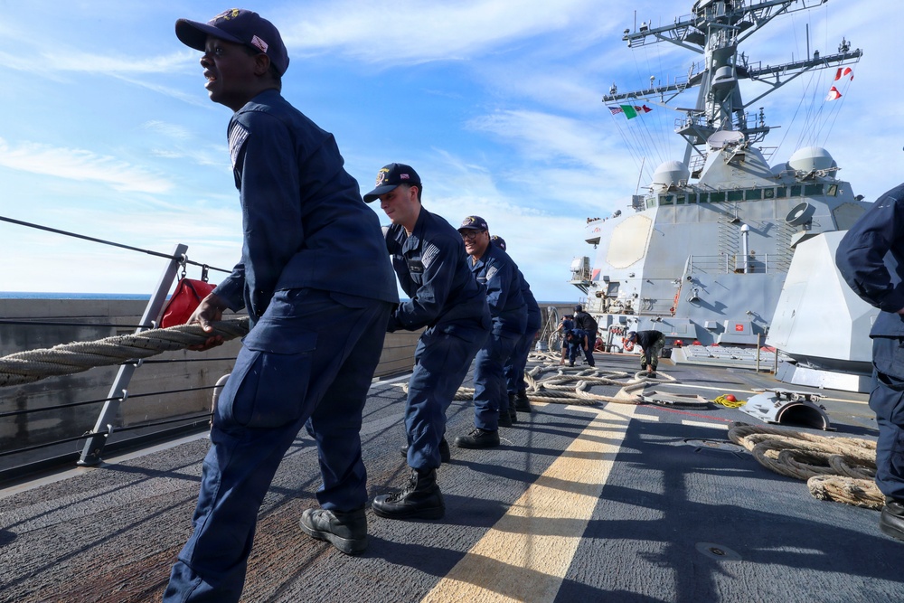 USS Bainbridge (DDG96) Departs Civitavecchia, Italy