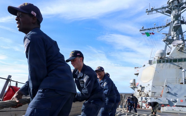 USS Bainbridge (DDG96) Departs Civitavecchia, Italy