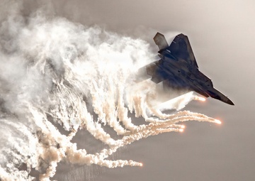 Trail of Fire: F-22 Raptor Flare Dump Over Miramar