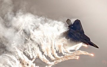 Trail of Fire: F-22 Raptor Flare Dump Over Miramar