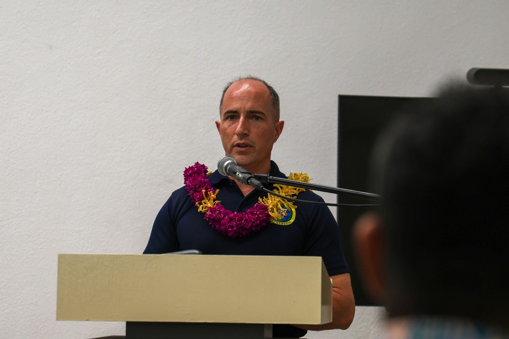 Capt. Mark B. Stefanik, Mission Commander of Pacific Partnership 2025 Speaks at a Disaster Response Seminar in Samoa