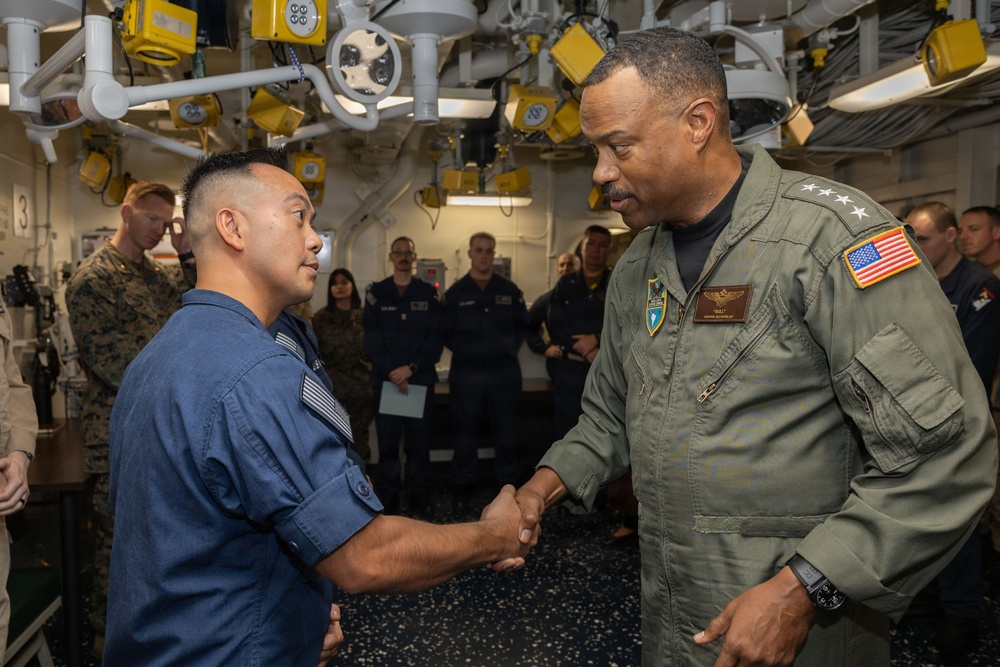 Adm. Alvin Holsey, Commander, U.S. Southern Command, Tours USS Iwo Jima