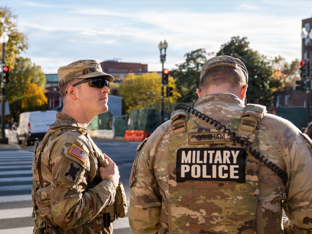 Soldiers provide a presence patrol in Georgetown and the National Mall