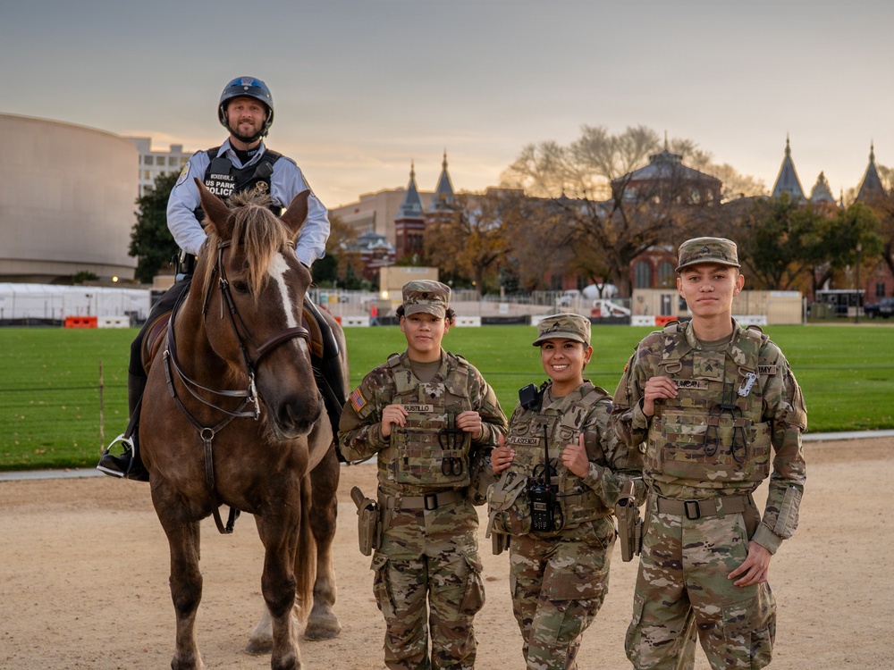 Soldiers provide a presence patrol in Georgetown and the National Mall