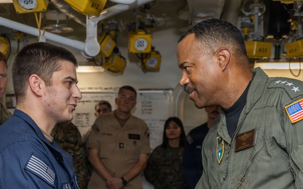 Adm. Alvin Holsey, Commander, U.S. Southern Command, Tours USS Iwo Jima