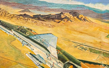 Retired Weapons School officer donates painting of former Chief of Staff piloting F-4 Phantom II to 57th Wing