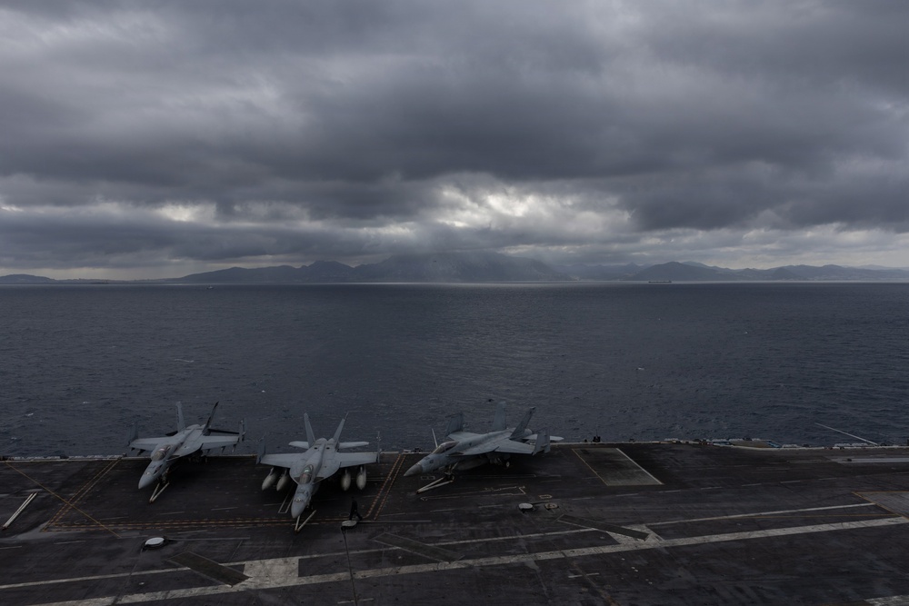 USS Gerald R. Ford (CVN 78) Transits Strait of Gibraltar