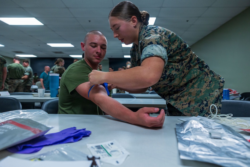 11th MEU Sailors and Marines Conduct Blood Transfusion Training