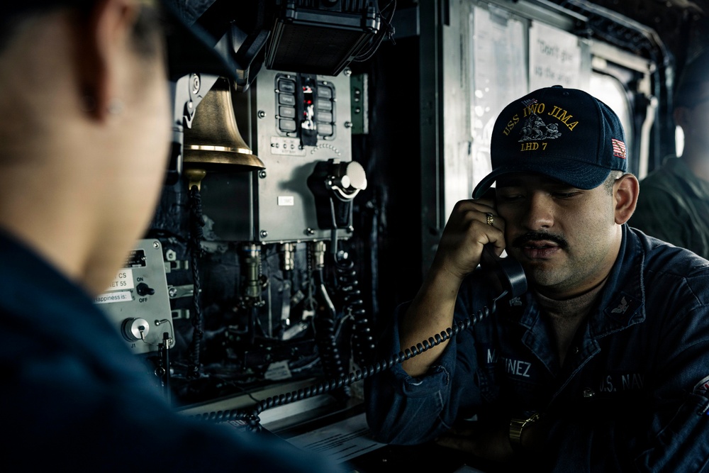 USS Iwo Jima Watchstanders on the Bridge