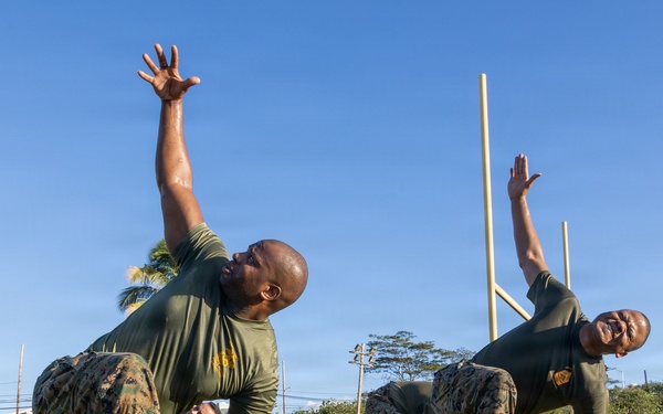 HQSVCBN MARFORPAC conducts physical training and cake cutting ceremony