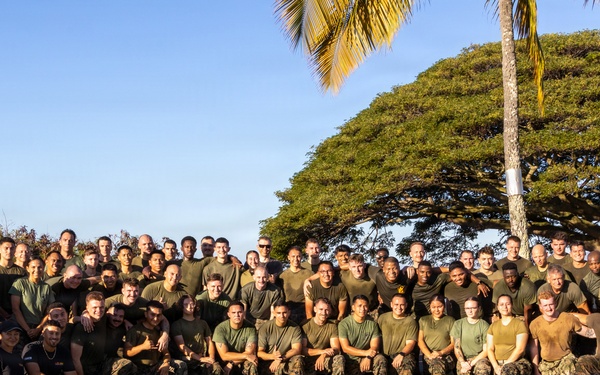 HQSVCBN MARFORPAC conducts physical training and cake cutting ceremony