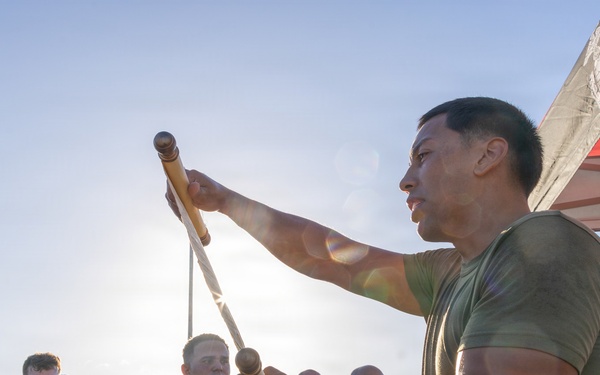 HQSVCBN MARFORPAC conducts physical training and cake cutting ceremony