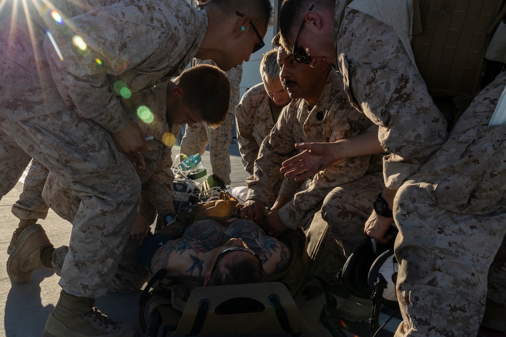 11th MEU Sailors aid a simulated casualty during RUT