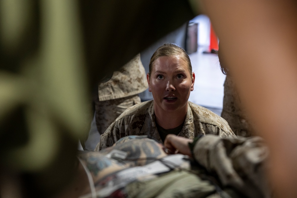 11th MEU Sailors aid a simulated casualty during RUT