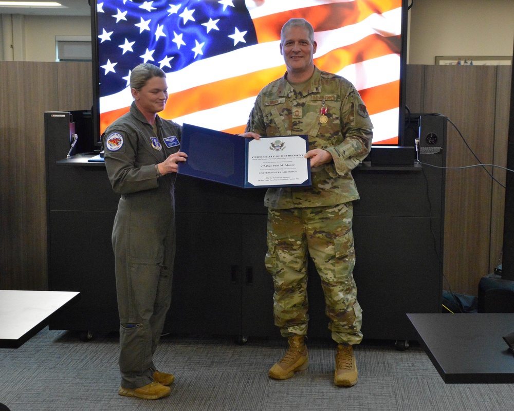 Chief Master Sgt. Paul Moore retires from the 107th Attack Wing