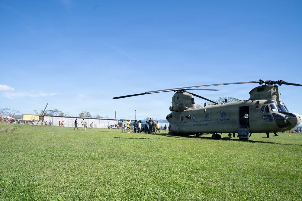 Joint Task Force-Bravo 1-228 Aviation Regiment transport Food and Water to Little London, Jamaica