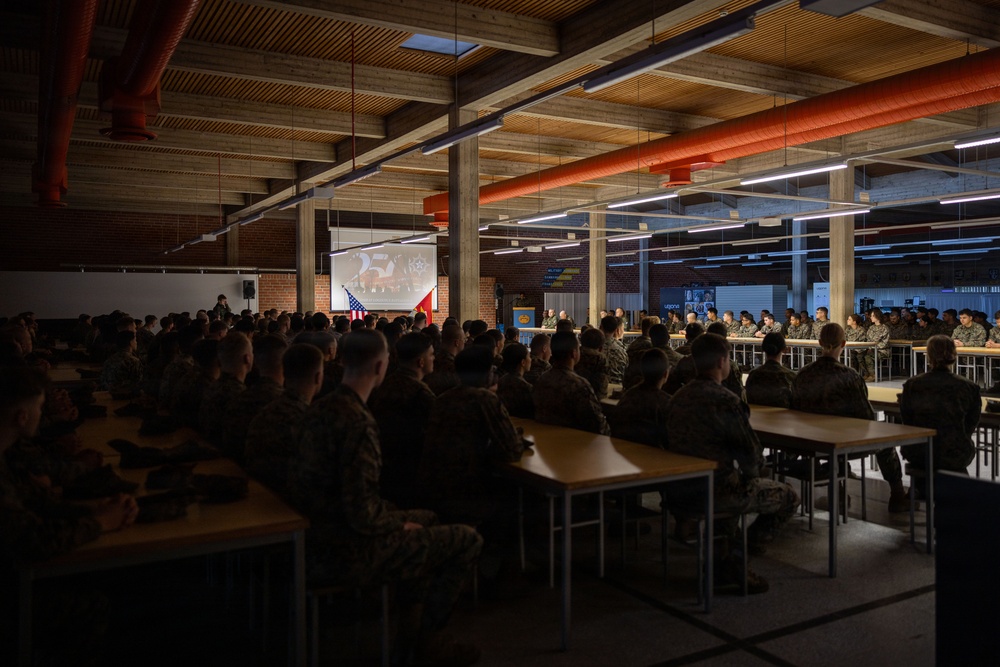 Marines and Sailors celebrate the U.S. Marine Corps 250th birthday