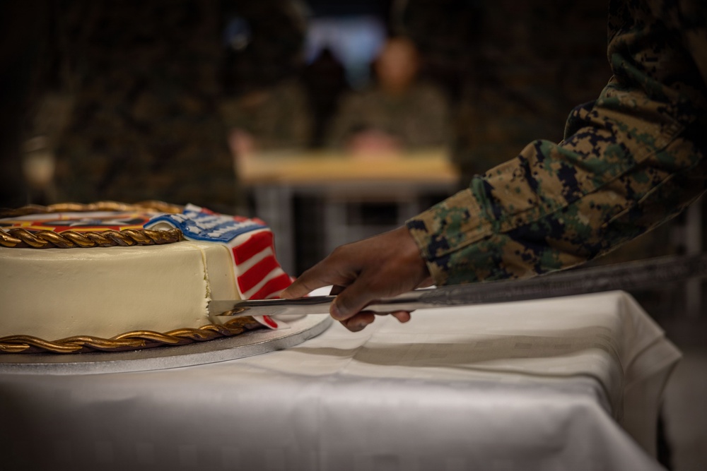 Marines and Sailors celebrate the U.S. Marine Corps 250th birthday