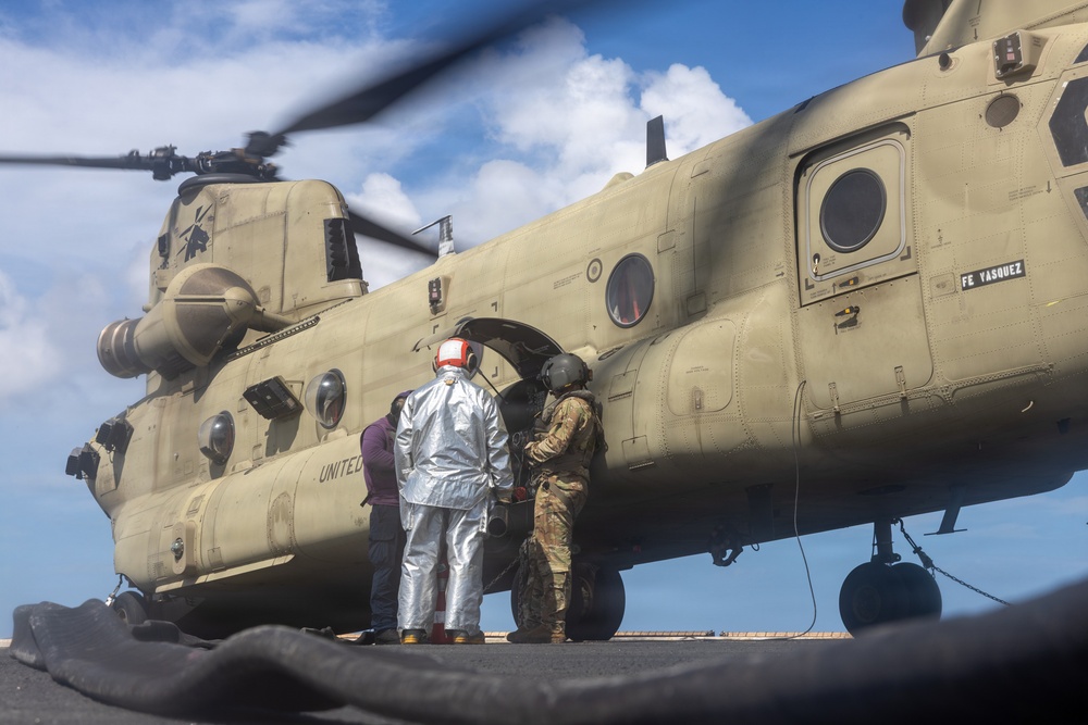 22nd MEU(SOC) | CH-47 Refueling Aboard the USS San Antonio