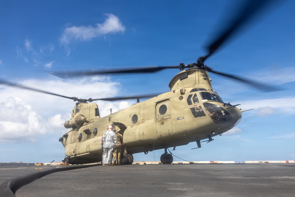 22nd MEU(SOC) | CH-47 Refueling Aboard the USS San Antonio