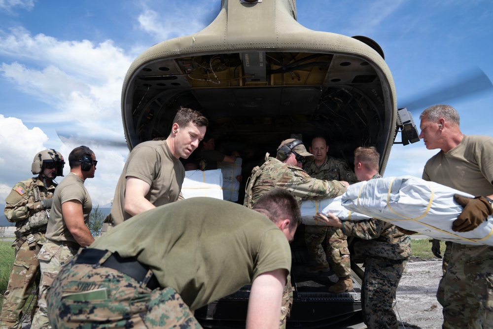 Joint Task Force-Bravo Load Shelter Supplies into CH-47 Chinook