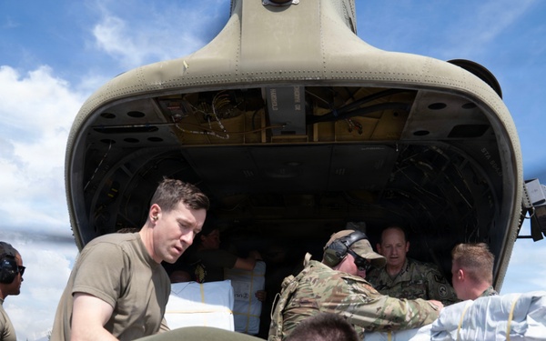 Joint Task Force-Bravo Load Shelter Supplies into CH-47 Chinook