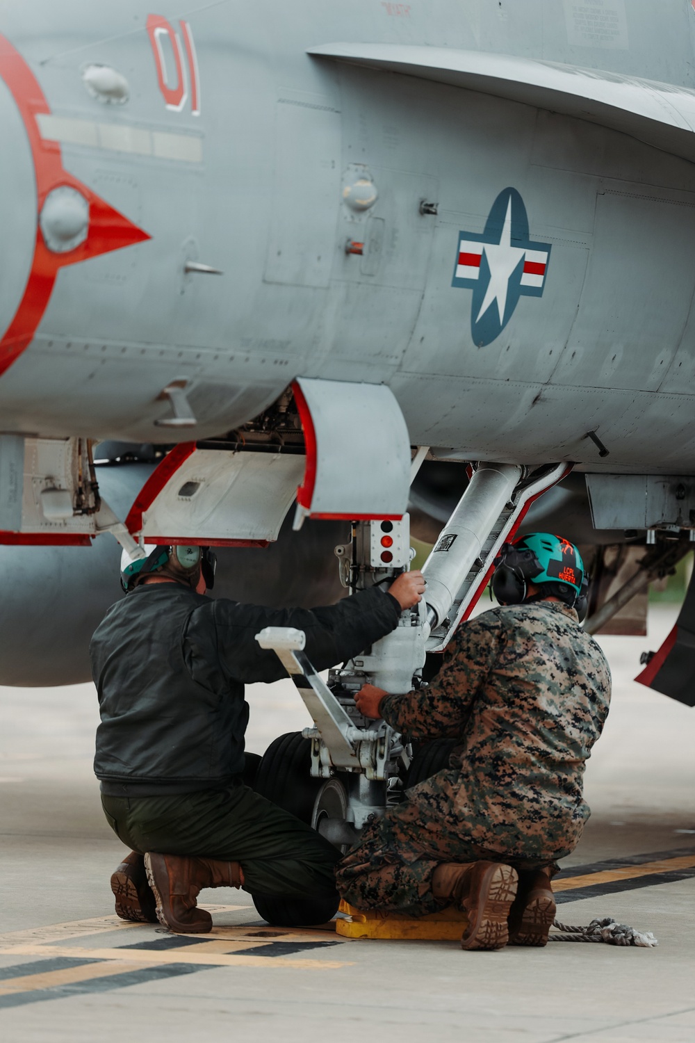 U.S. Marines conduct flight operations at Kunsan Air Base