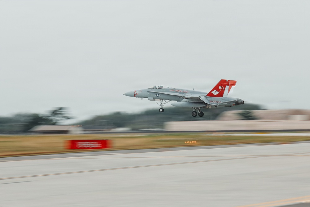 U.S. Marines conduct flight operations at Kunsan Air Base