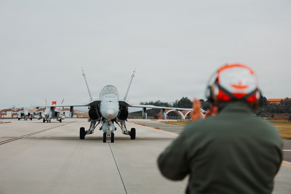 U.S. Marines conduct flight operations at Kunsan Air Base