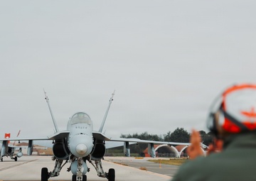 U.S. Marines conduct flight operations at Kunsan Air Base