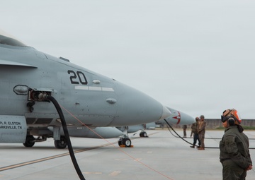 U.S. Marines conduct flight operations at Kunsan Air Base