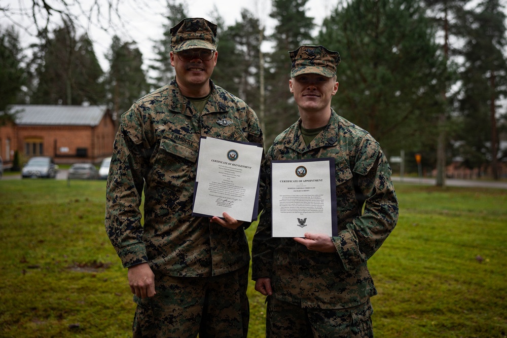 CLB-6 Sailors host a reenlistment and promotion ceremony
