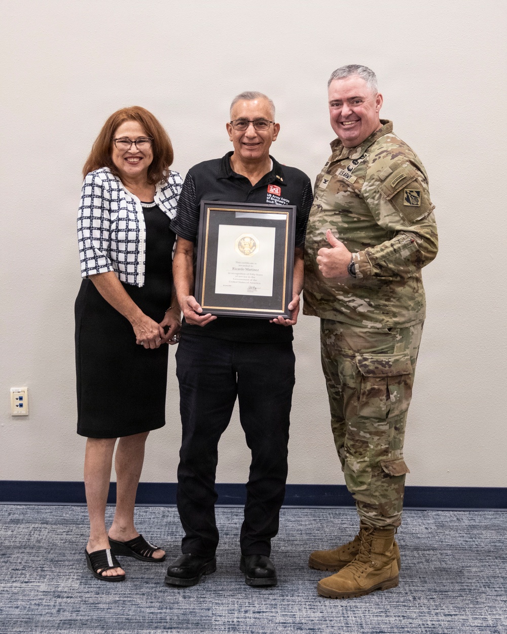 Fort Worth District Commander Honors Ricardo Martinez's 50 Years of Service