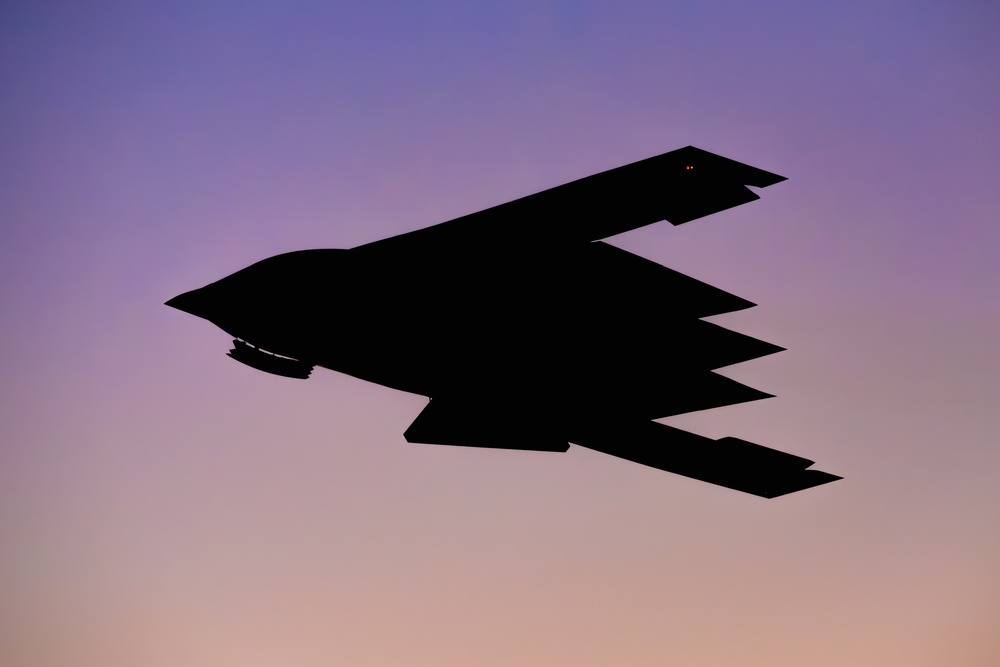 B-2 Spirit departs at sunset