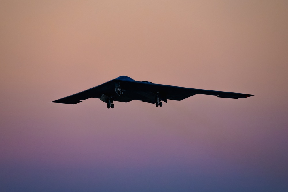 B-2 Spirit departs at sunset
