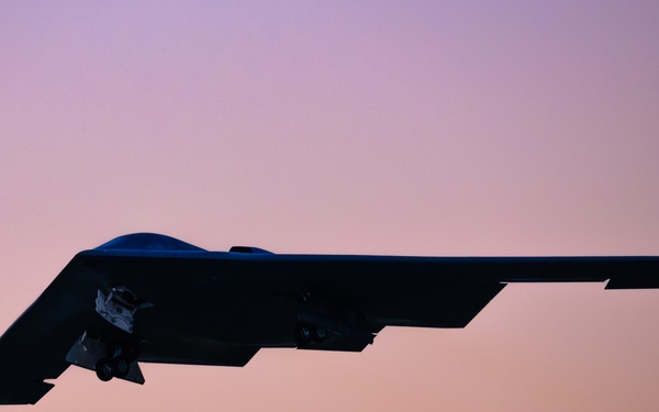 B-2 Spirit departs at sunset