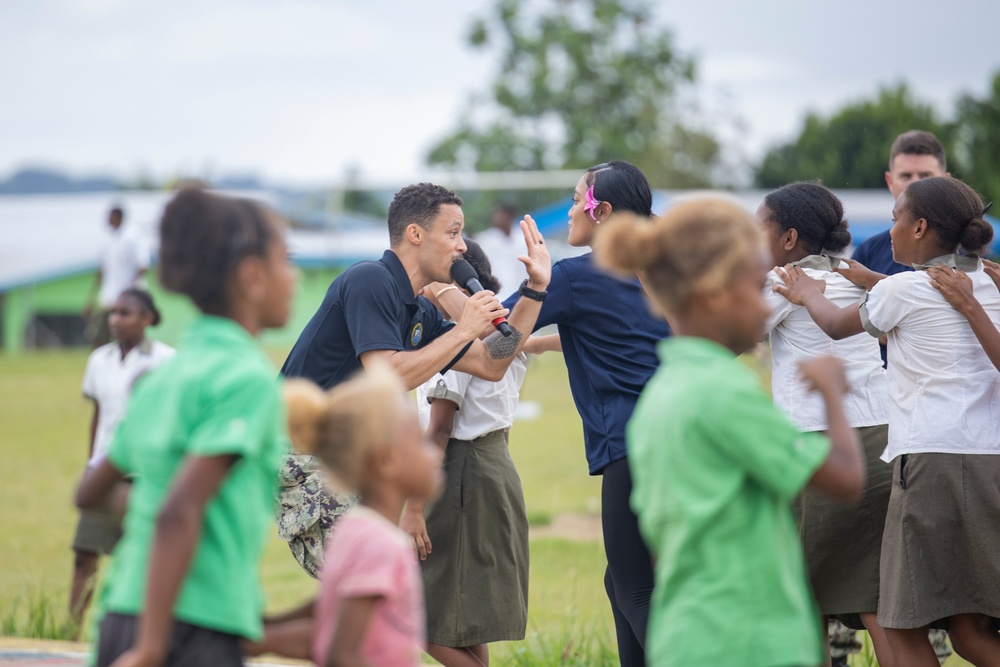 Pacific Partnership 2025 Multinational Service Members Join the Students and Staff at Santo East School for a Sports Day and Band Performance