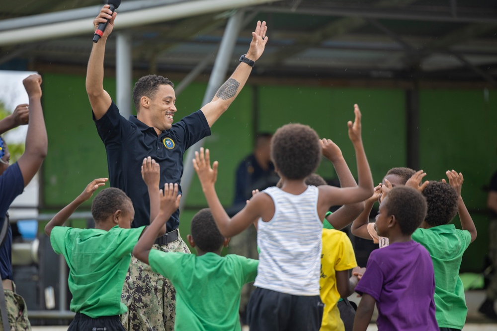 Pacific Partnership 2025 Multinational Service Members Join the Students and Staff at Santo East School for a Sports Day and Band Performance