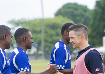 Pacific Partnership 2025 Multinational Service Members Play Soccer with the Vanuatu Police Force