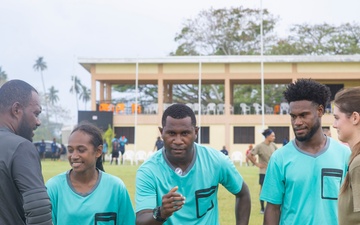 Pacific Partnership 2025 Multinational Service Members Play Soccer with the Vanuatu Police Force
