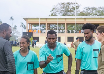 Pacific Partnership 2025 Multinational Service Members Play Soccer with the Vanuatu Police Force