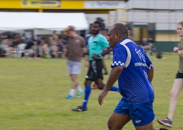 Pacific Partnership 2025 Multinational Service Members Play Soccer with the Vanuatu Police Force