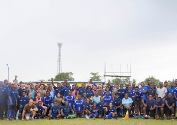 Pacific Partnership 2025 Multinational Service Members Play Soccer with the Vanuatu Police Force