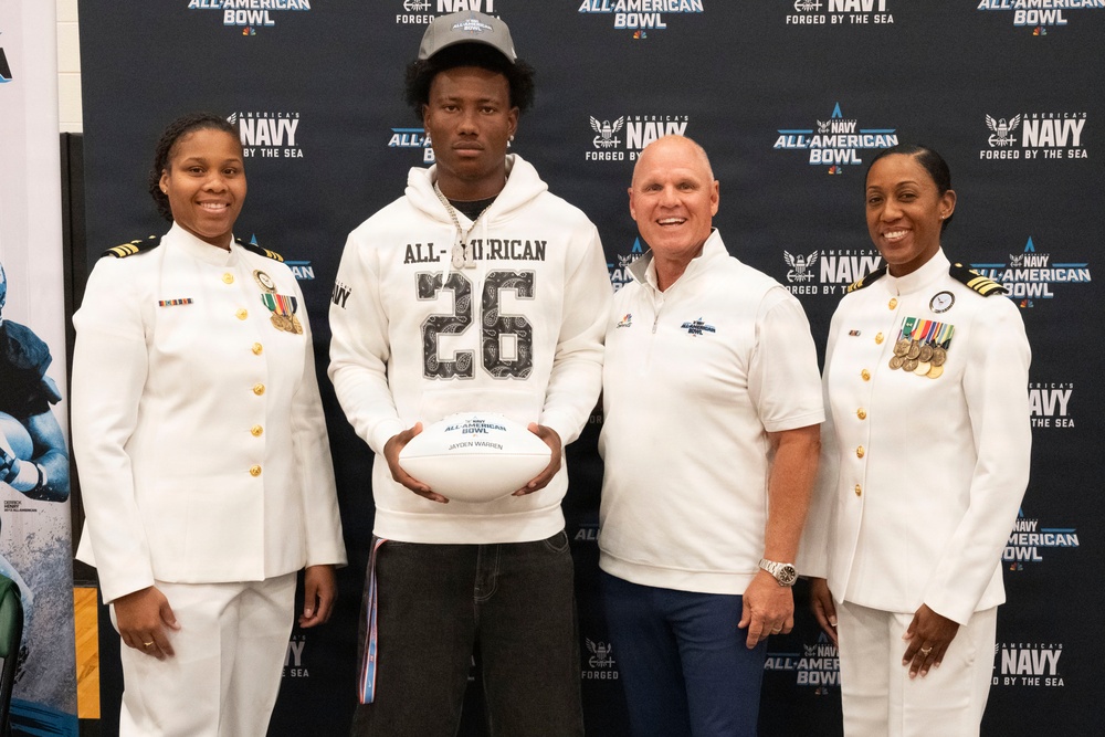 NTAG Houston Presents Navy All-American Bowl Jersey to Iowa Colony’s Jayden Warren