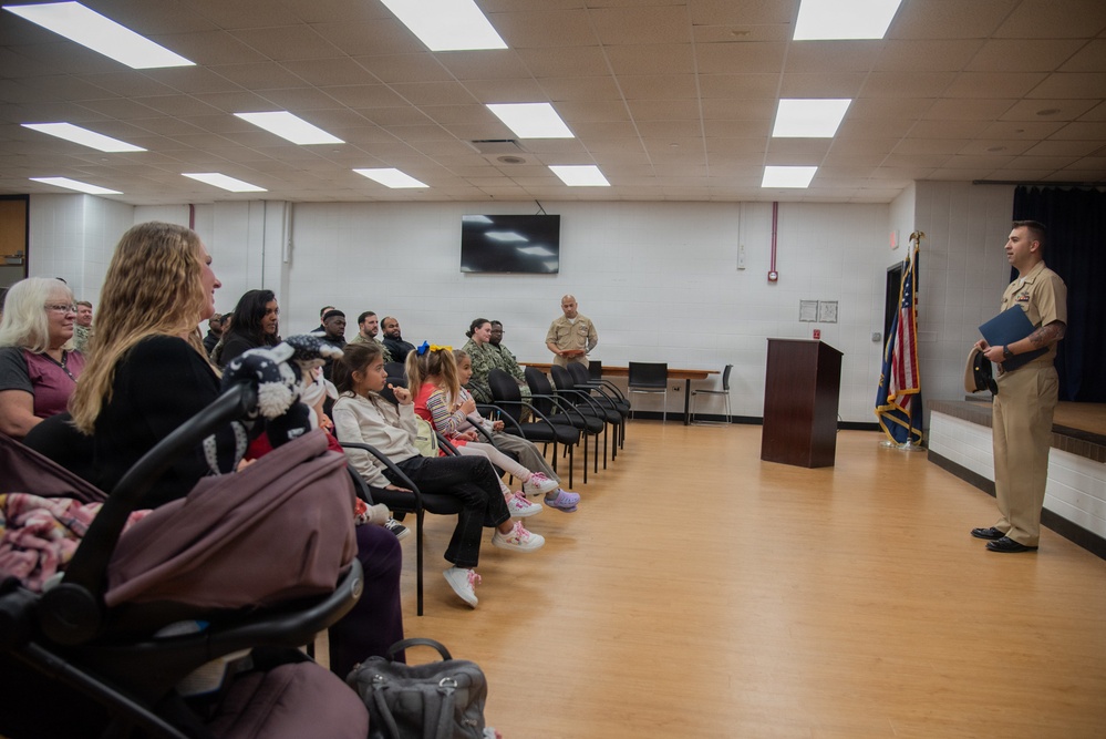 GSMC Tyler Benson Promoted to Senior Chief Petty Officer at Surface Warfare Engineering Schools Command (SWESC) Great Lakes