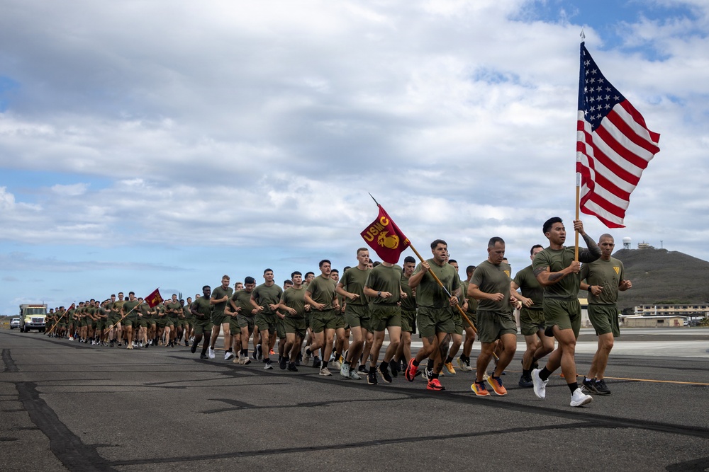 Marines with MCAS (MCBH) Conduct a Unit PT for the 250th USMC Birthday