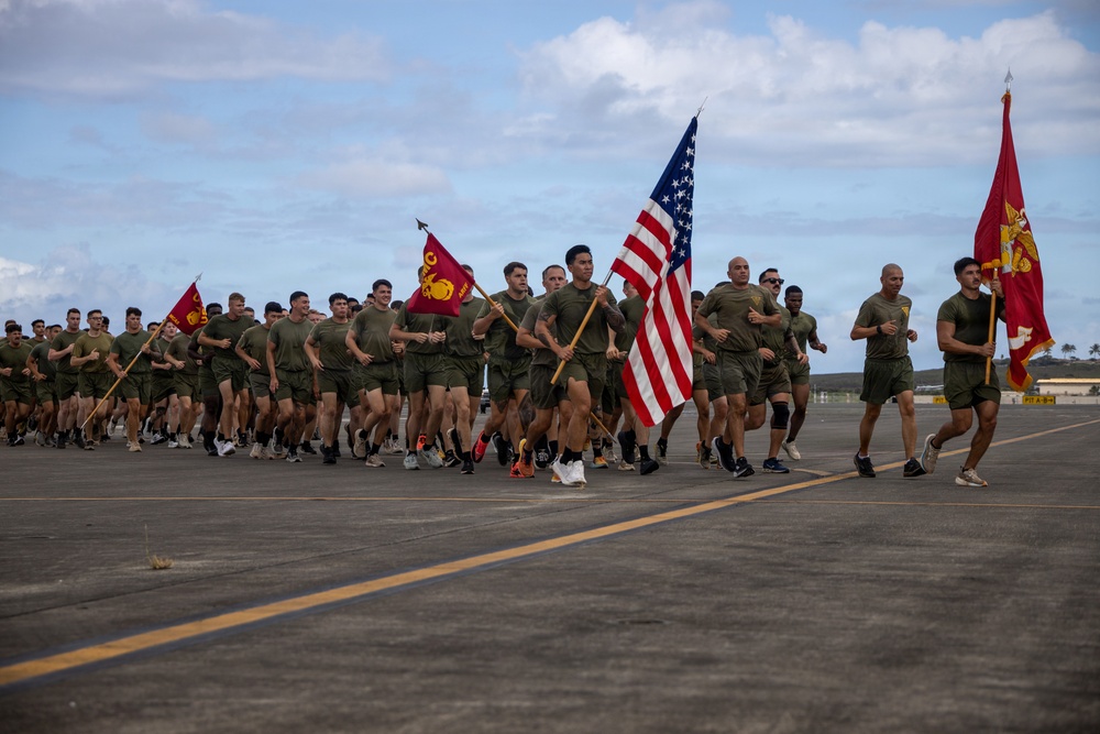 Marines with MCAS (MCBH) Conduct a Unit PT for the 250th USMC Birthday