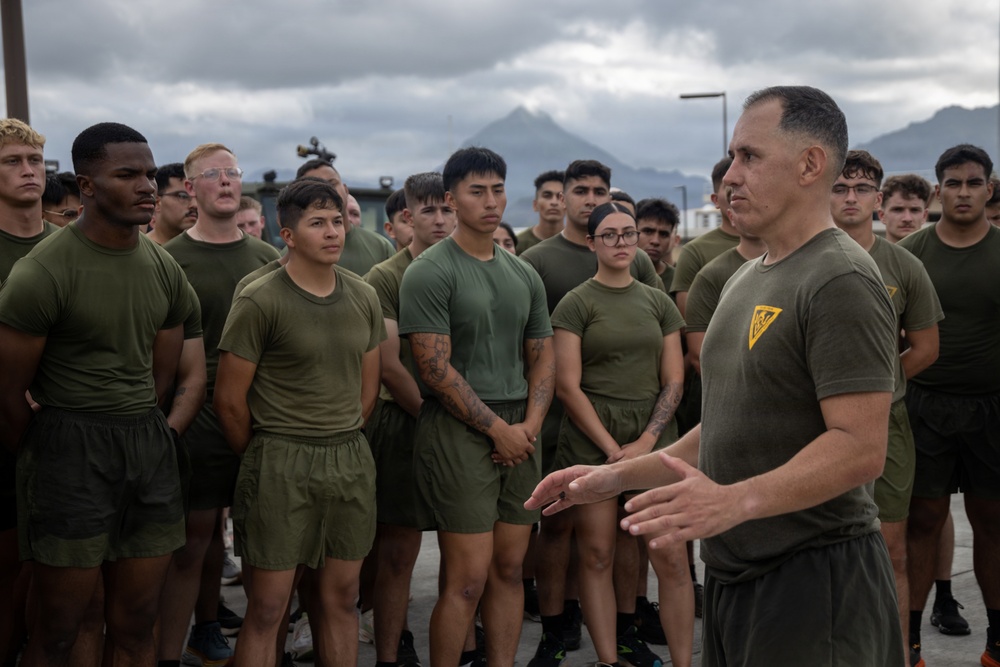 Marines with MCAS (MCBH) Conduct a Unit PT for the 250th USMC Birthday